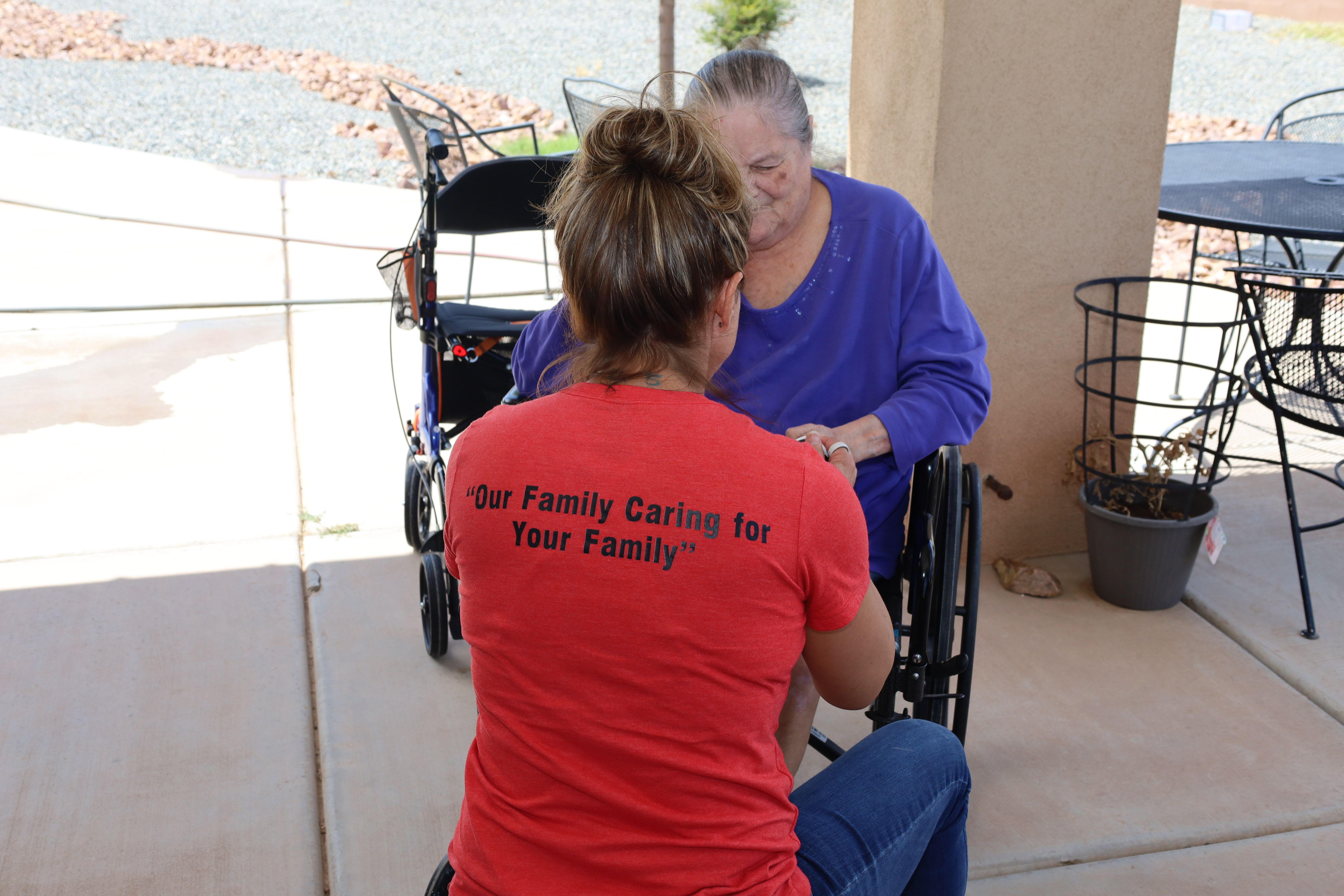 Residents and caregivers sharing an everyday moment at Casita Senior Living