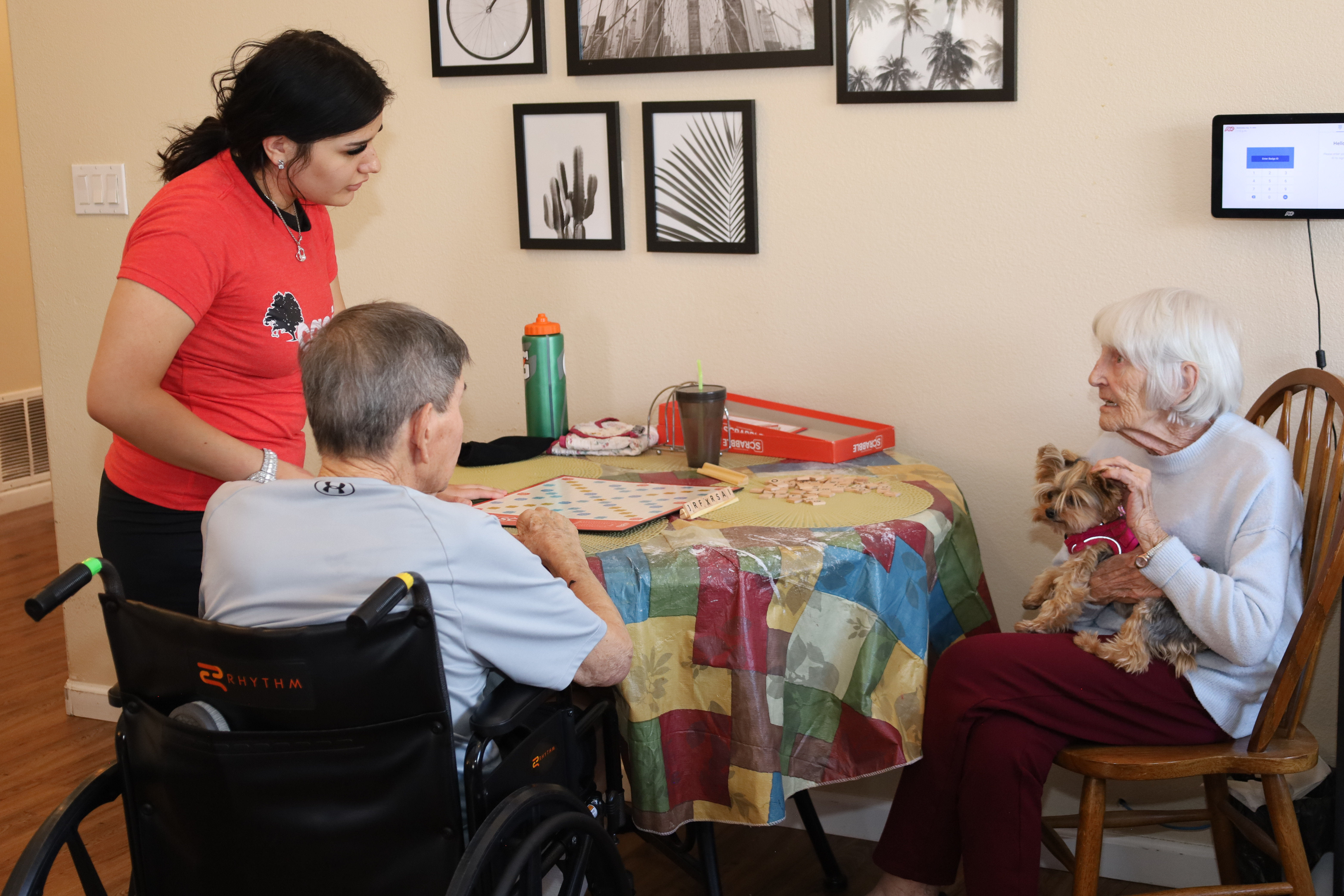 Residents and caregivers sharing an everyday moment at Casita Senior Living